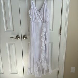 White Ruffle Wrap Dress